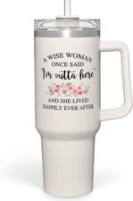 Retirement Gifts for Women Tumbler 40Oz Stainless Steel with Handle and Straw, H