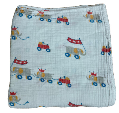 Angel Dear Elephant Toy Car Flag Cotton Muslin Swaddle Baby Crib Blanket Lovey