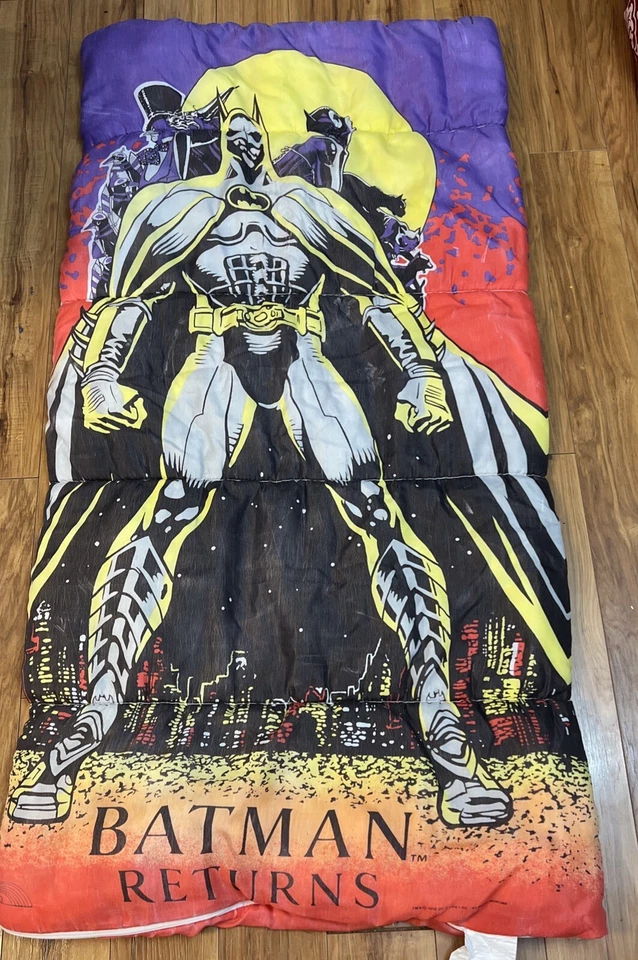 Vintage 1992 Batman Returns Double Sided Sleeping Bag DC Comics 30x75” - Image 2 of 4