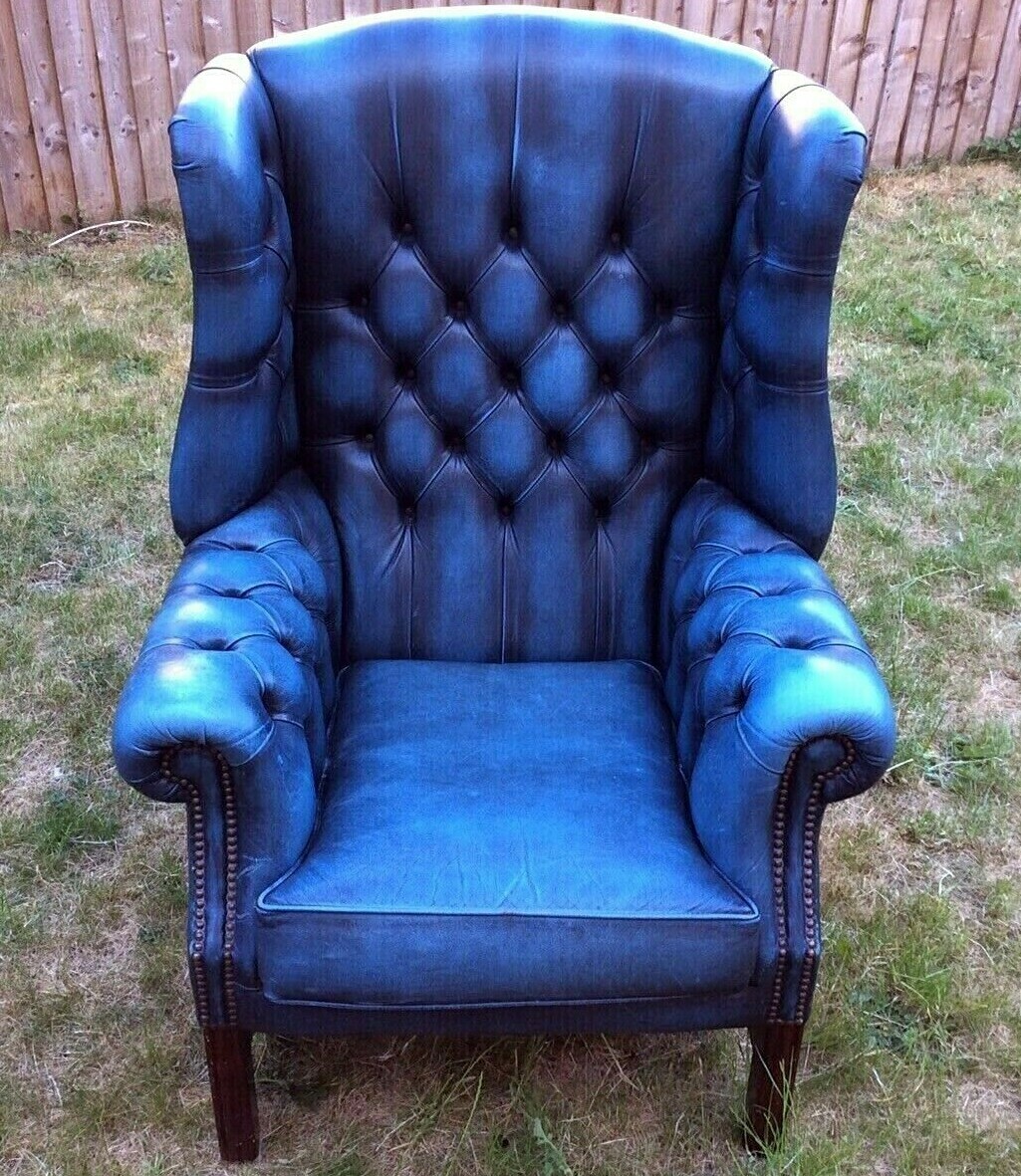 Chesterfield Mallory Flat Wing Queen Anne High Back Armchair Brown Leather For Sale Ebay