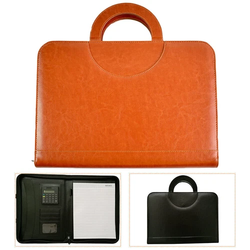 A4 Zipped Conference Business Leather Resume Organizer Padfolio Portfolio Folder