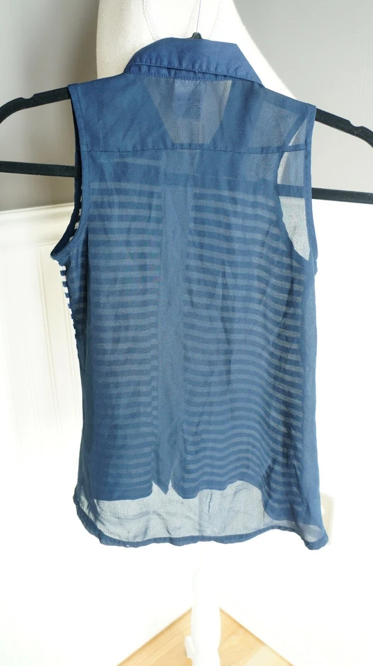 Hello Kitty Sanrio Printed Semi Sheer Black Sleeveless Blouse Top M (7/8) - Image 2 of 2