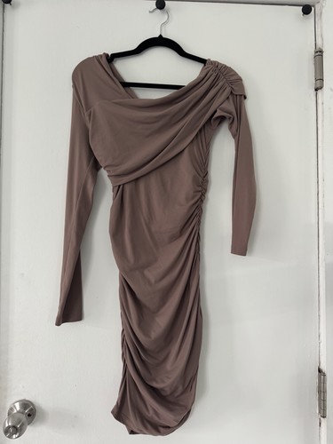 Susana Monaco Off-Shoulder Tan Dress Small, Excellent Condition