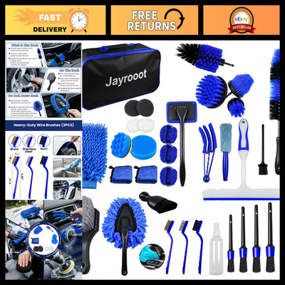 37Pcs Car Detailing Kit - Professional Brush Set for Interior & Exterior Cleanin