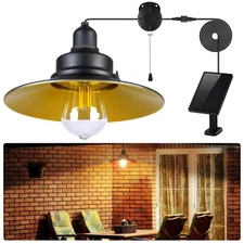 Solar Pendant Light Indoor Outdoor, Solar Shed Light IP65 Waterproof Metal Po...