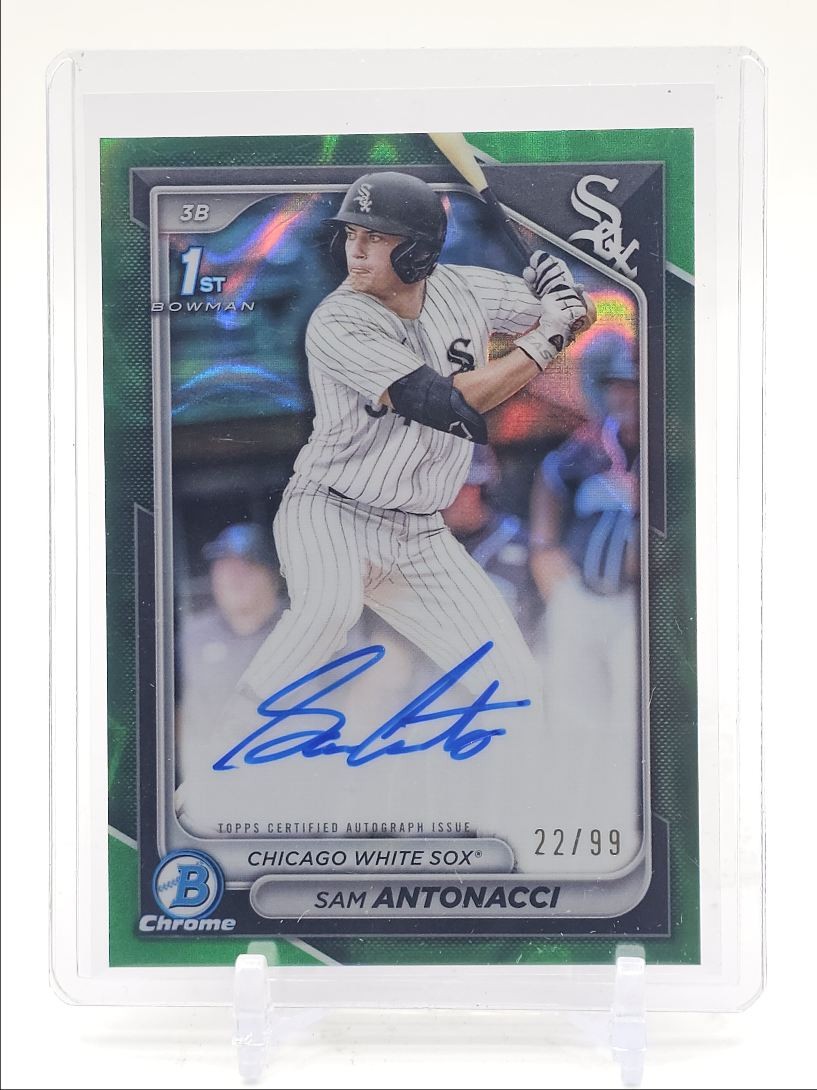 SAM ANTONACCI 2024 BOWMAN CHROME DRAFT 1ST GREEN LAVA AUTO /99 Q6588