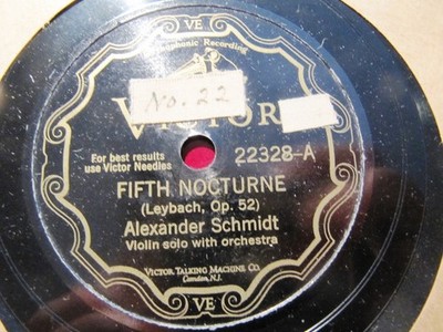 Philadelphia Orch 1930 ALEXANDER SCHMIDT Violin Leybach NOCTURNE Victor 22328
