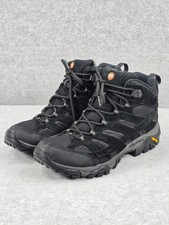 Merrell Moab Mid 3 Boots Mens 9.5 Black Vibram Hiking Trail Shoes Outdoors