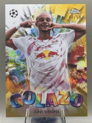 Xavi Simons Tottenham Hotspur 2024-25 Topps Chrome UCC Golazo Gold /50 #GZ-14