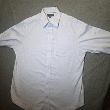 Banana Republic Dress Shirt Mens 16.5 34/35 Blue Check Slim Fit Non Iron LS 314