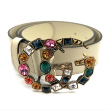 GUCCI GG Belt Crystal Color Stone 85/34 White Used