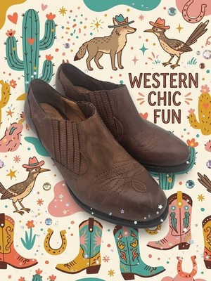 Nurture by Lamaze Brown Leather Ankle Cowboy Boot Booties Shoes Size 7.5