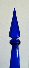 20  Empoli Italy Cobalt Blue Pattern Genie Bottle w Stopper MCM