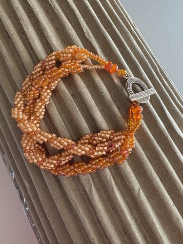 Handcrafted Multi-Color of Orange Seed Beads Beaded Rope Women's Bracelet