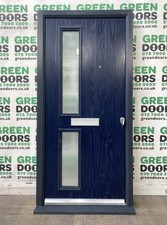 BLUE COMPOSITE ENTRANCE DOOR FRONT HOME EXTERNAL DOUBLE GLAZED FROSTED GLASS