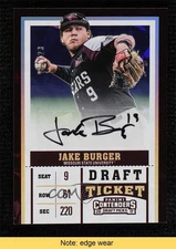 2017 Contenders Draft Picks Cracked Ice Ticket 11/23 Jake Burger Auto READ 1v3