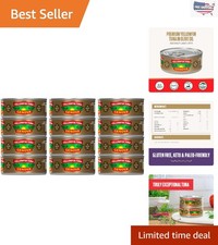 Healthy Omega-3 Rich Yellowfin Tuna in Olive Oil, 5 Ounce Cans, 12-Pack