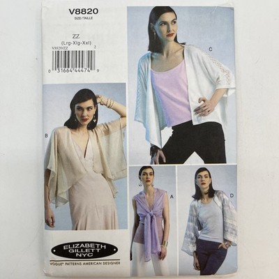 Vogue 8820 Unlined Jackets 4 Styles Size Large-XXLarge Uncut
