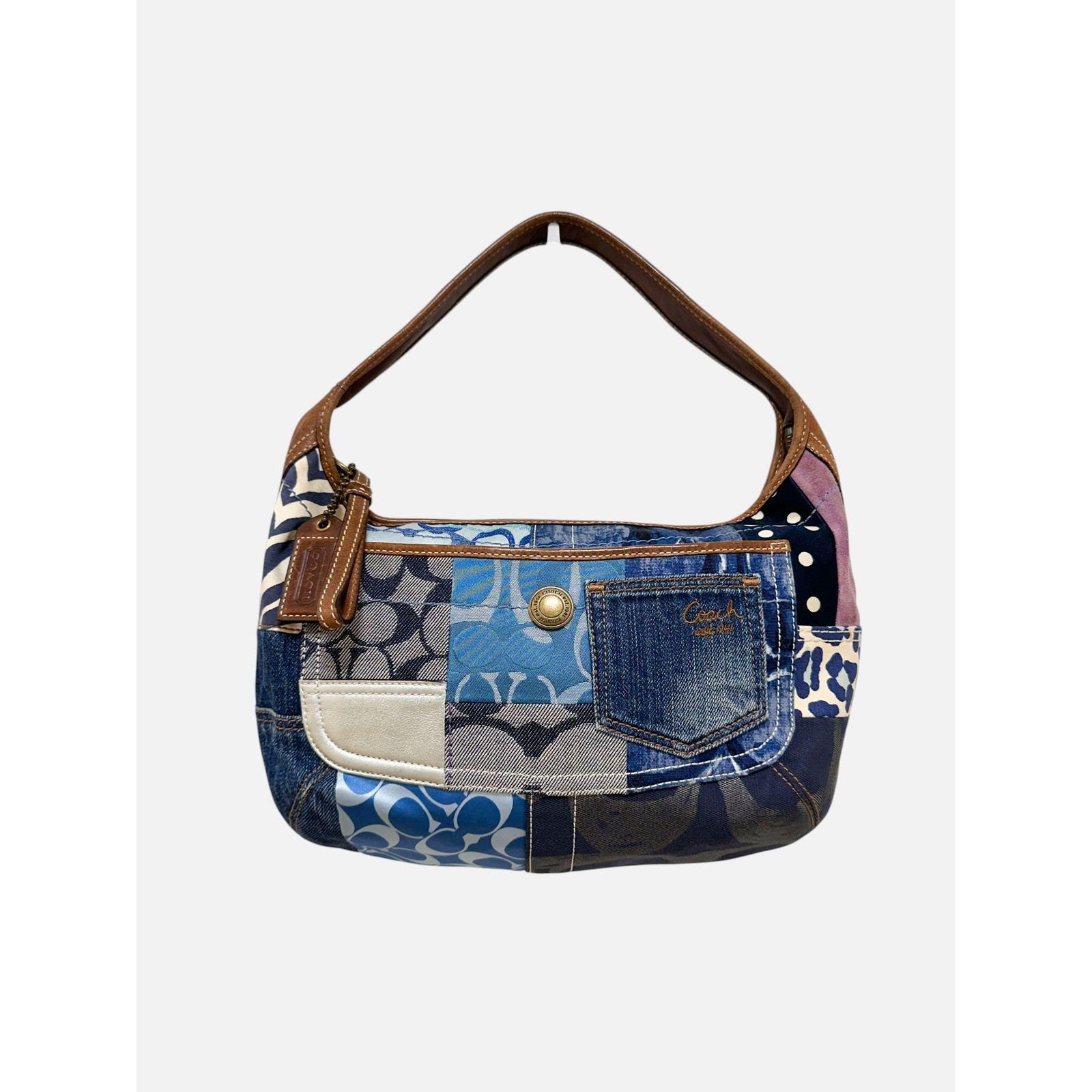 Coach Ergo Patchwork Hobo Blue Denim Jacquard Leather… - Gem