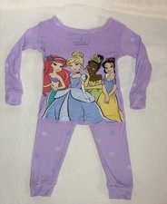 Disney Princess Long Sleeved 2 Piece Pajama Set Purple 100 Cotton 3T