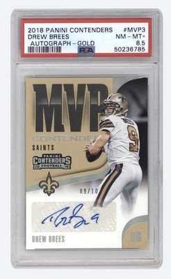 2018 PANINI CONTENDERS DREW BREES MVP AUTO GOLD #9/10- PSA 8.5 JERSEY MATCH