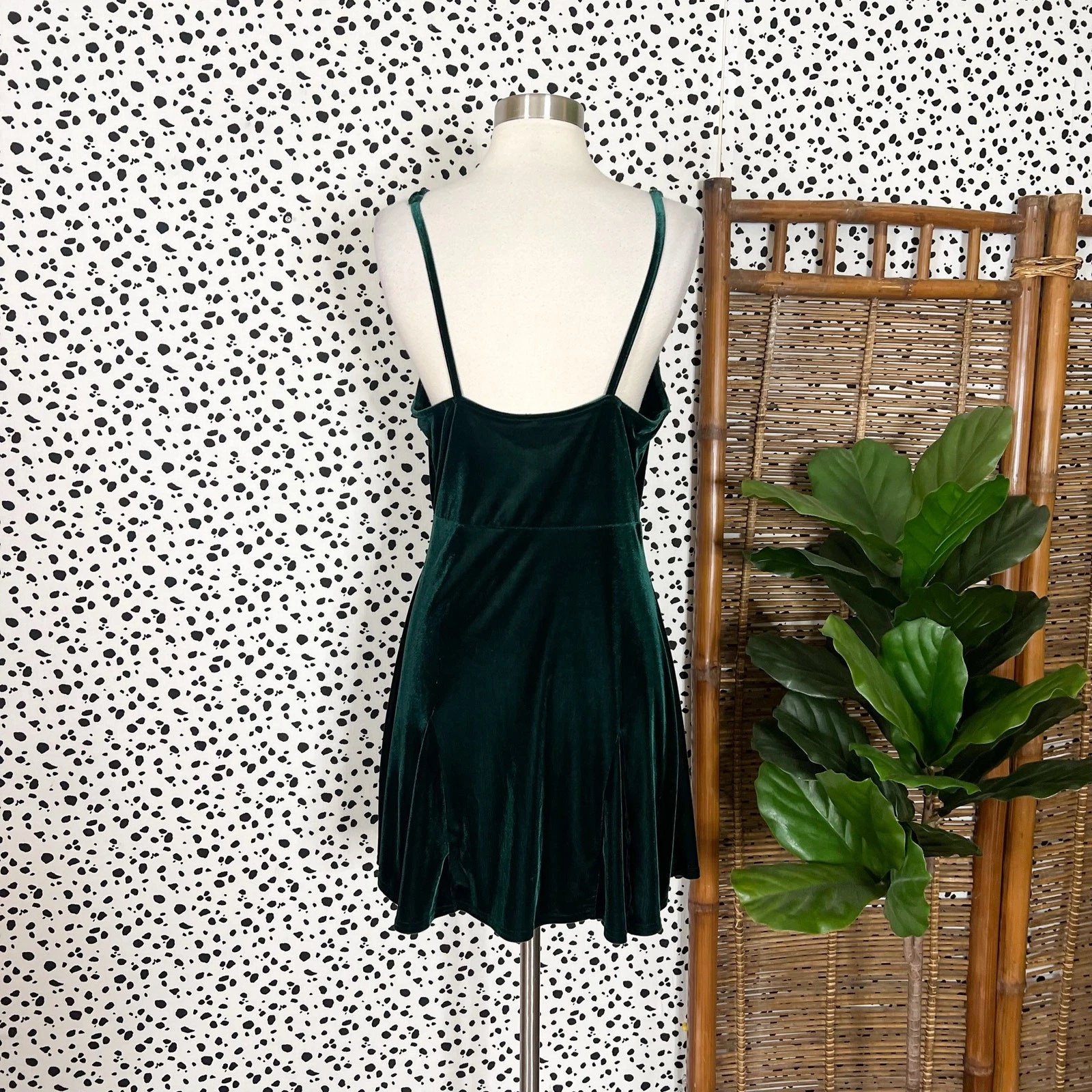 UNDERCOVER Victoria’s Secret Mini Abito Pigiama Lingerie Velluto Verde Foresta Y2K Vintage S