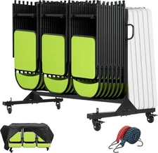 Folding Chair Rack Cart with Cover 400 LBS Capacity for 42 Chair with Wheels