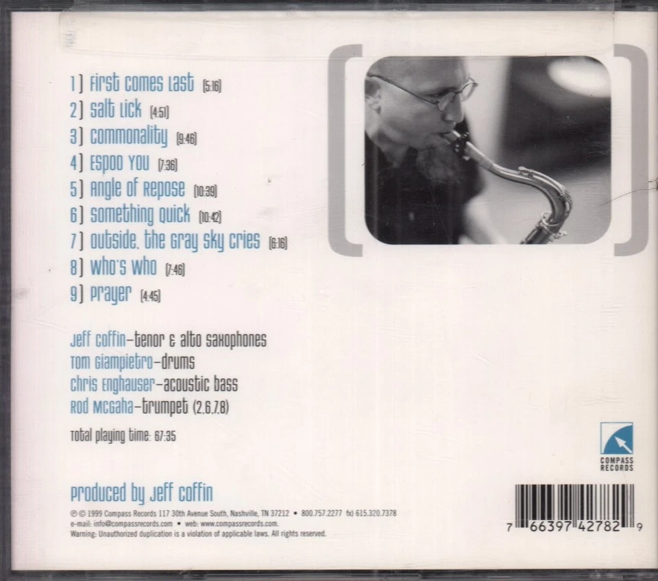 Jeff Coffin Commonality CD USA Compass 1999 Brandneu. Versiegelt 742782 - Bild 2 von 2