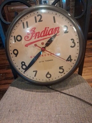 Rare Original Seth Thomas Indian Motorcycle Pam Clock