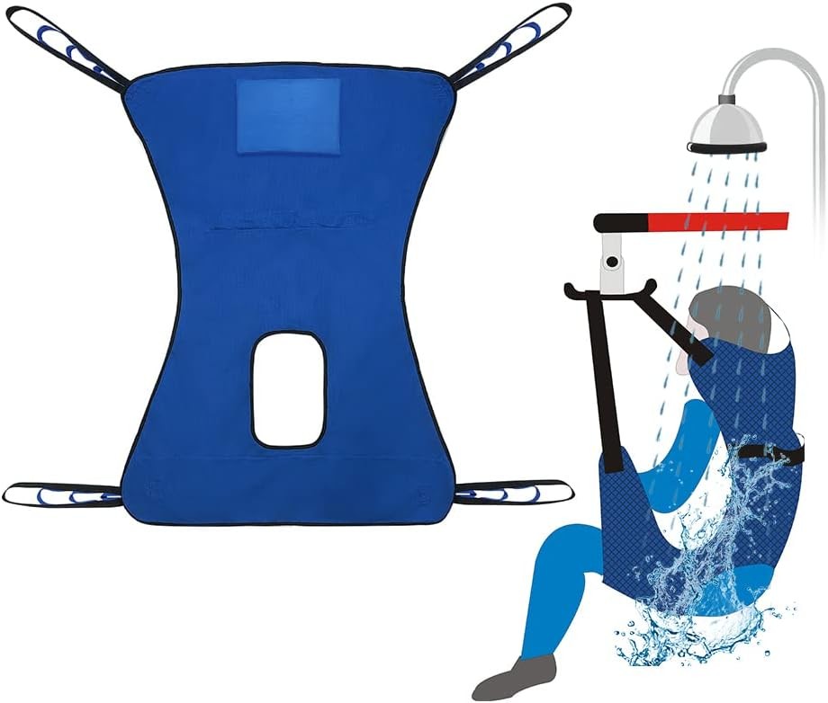 Patient Lift Aid Sling for Shower with Head Pillow Toileting Transfer and Bed Po
