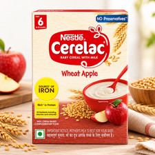 Nestle Cerelac Wheat Apple Baby Cereal With Milk From 6-24 Months 350g