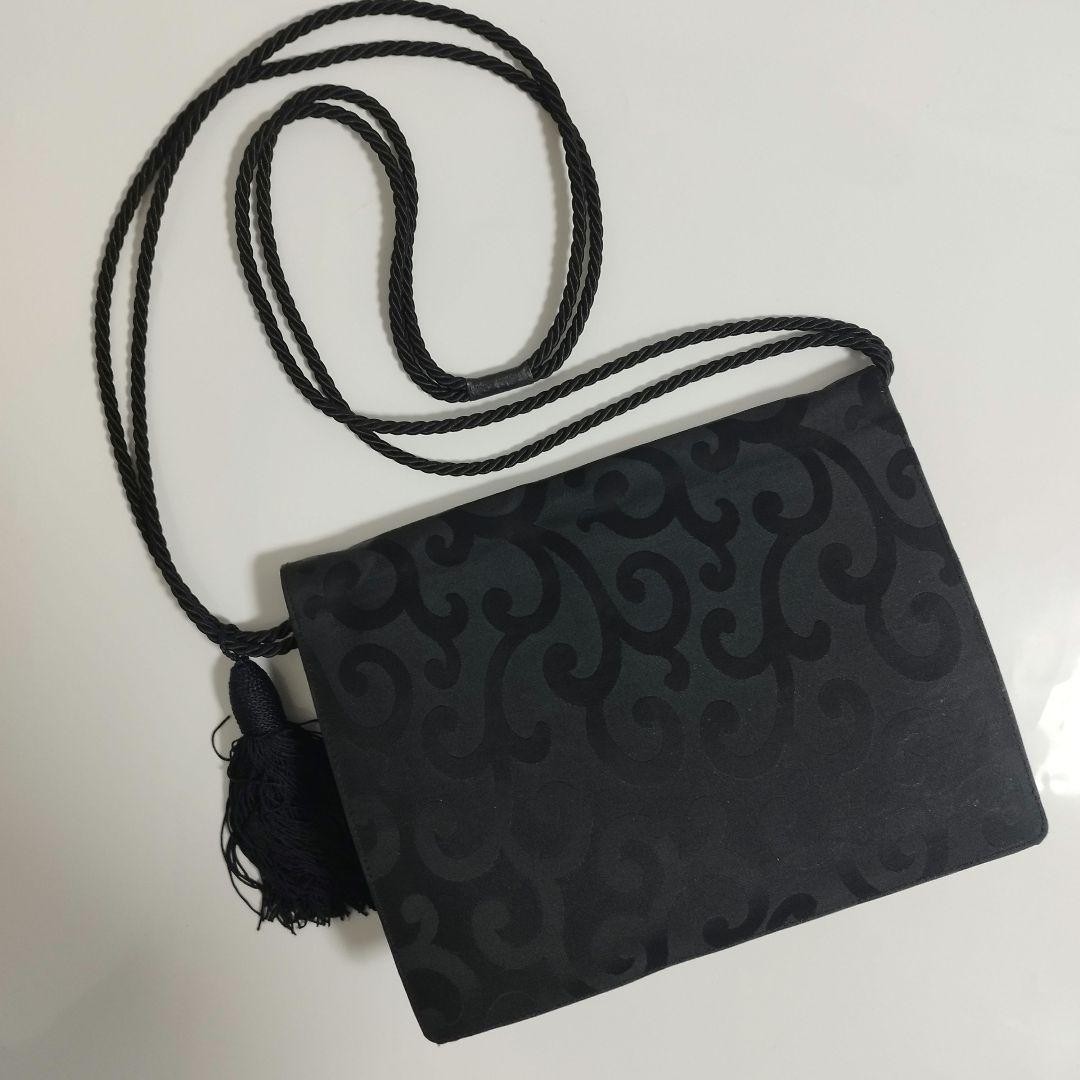 YVES SAINT LAURENT Nylon Leather Shoulder Bag Black Arabesque Fringe Classic thumbnail 15