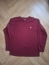 Mens Dark Red Carhartt Long Sleeve Tshirt Size Uk Medium
