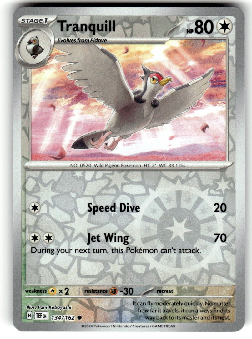 Tranquill 134/162 Common Temporal Forces Pokemon Reverse Holo Near Mint
