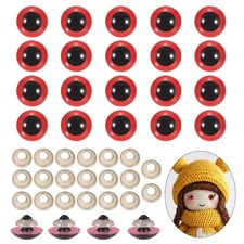 16mm Safety Eyes, 20Pcs Realistic Doll Crocheting Safety Eyes Red
