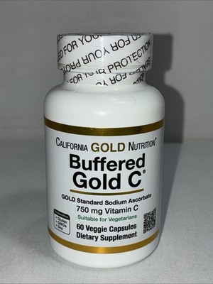 California Gold Nutrition Buffered Good C 750 Mg 60 Veggie Caps Sealed 