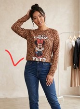Beautiful Women's Medium Disney Minnie Mouse Brown Spotted Design Sweatshirt