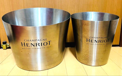 Champagne Henriot Champagne Wine Ice Bucket Cooler Set of 2 Stainless Steel Used