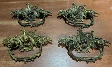 4 Vintage Antique Ornate Fancy Drop Handle Drawer Pulls  2 15/16" CTC.
