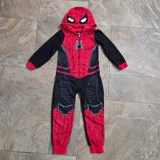 Spider-Man Black, Red Suit Hooded Costume Fleece Pajama Sleeper Size 6