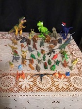 Lot Around 55 Random Dinosaur Figures, Mixed Species,sizes,colors,some Posable