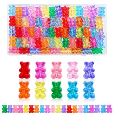 100pcs Acrylic Bear Beads Mixed Color Cute Charms for Bracelet Necklace DIY