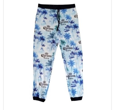 New Men Large 36/38 Corona Extra Beer Lounge Sleep Pant Palm Tree Print Pajama 