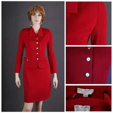 St. John COLLECTION KNIT 2pc.SUIT JACKET SKIRT, SIZE 2,RASPBERRY,CHIC 