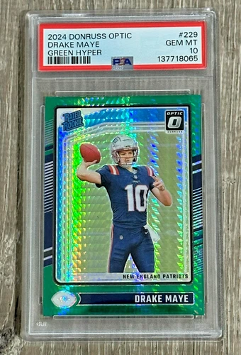 2024 Panini Donruss Optic Drake Maye Rated Rookie #229 Green Hyper RC PSA 10