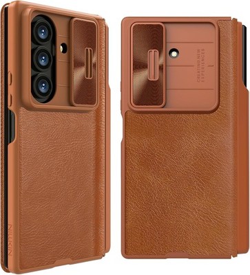 For Samsung Galaxy Z Fold 7 Classic Side Camera Lens Cover Flip Leather Case