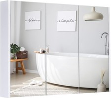 Bathroom Wall Mounted Storage Cabinet W/ Triple Mirrored Doors Large Mirrored