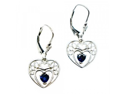 925 Sterling Silber Ohrringe Saphir ''Herzen''