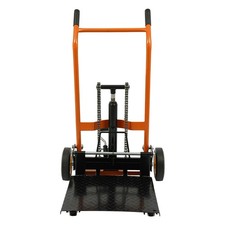 440lb Hydraulic Material Lift Winch Stacker Adjustable Pallet Truck Dolly 6-40cm