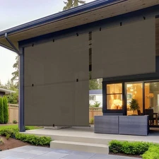 Outdoor Sunshade Roller Shades Roll up Shade Exterior Patio Curtain Blinds Brown